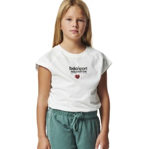 Παιδικό T-Shirt Body Action Girl's Raglal Short Sleeves T-Shirt 042502-01 (White Allysum)