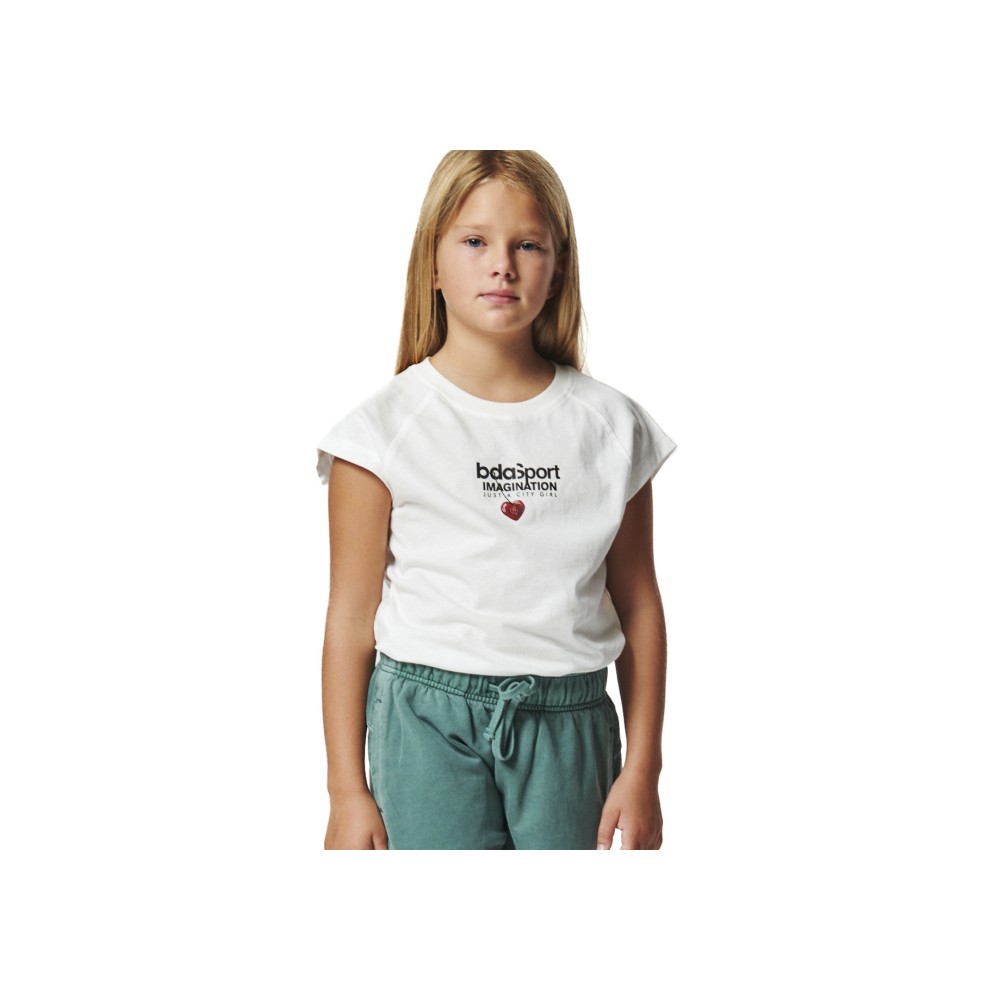 Παιδικό T-Shirt Body Action Girl's Raglal Short Sleeves T-Shirt 042502-01 (White Allysum)