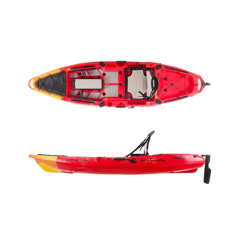 Μονοθέσιο Pedal Kayak Ready με Αλουμινίου Κάθισμα και Box Sck Largo 300 (Κόκκινο-Κίτρινο)