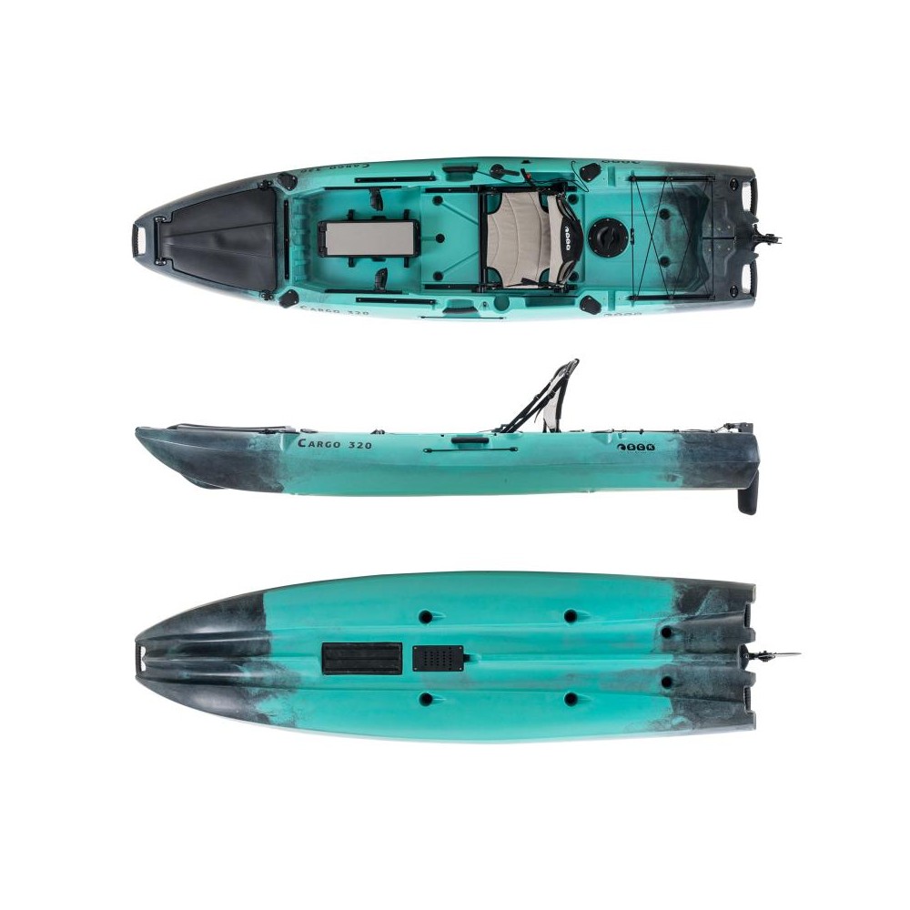 Μονοθέσιο Pedal Kayak Ready με Αλουμινίου Κάθισμα και Box Cargo 320 Μαύρο-Τυρκουάζ