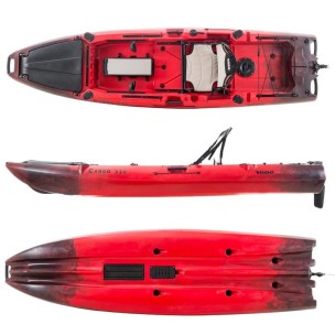 Μονοθέσιο Pedal Kayak Ready με Αλουμινίου Κάθισμα και Box Cargo 320 Μαύρο-Κόκκινο