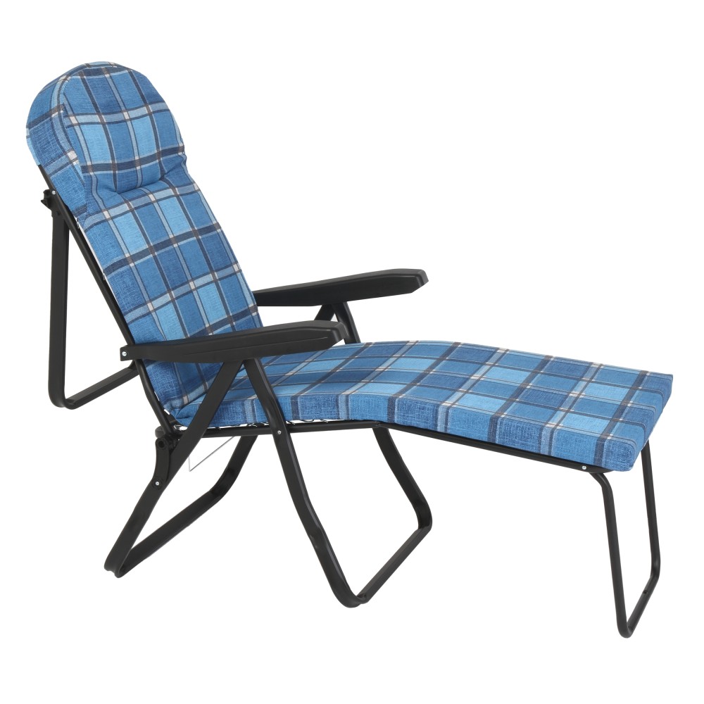 Πολυθρόνα 7 Θέσεων Μαύρου Σκελετού Μπλε Καρό Μαξιλάρι Escape 15637