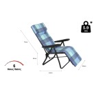 Πολυθρόνα 6 Θέσεων Μαύρου Σκελετού Μπλε Καρό Μαξιλάρι Escape 15746