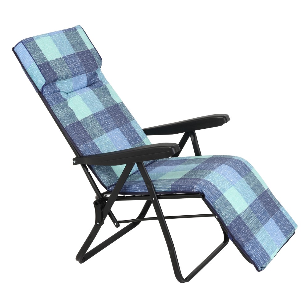 Πολυθρόνα 6 Θέσεων Μαύρου Σκελετού Μπλε Καρό Μαξιλάρι Escape 15746