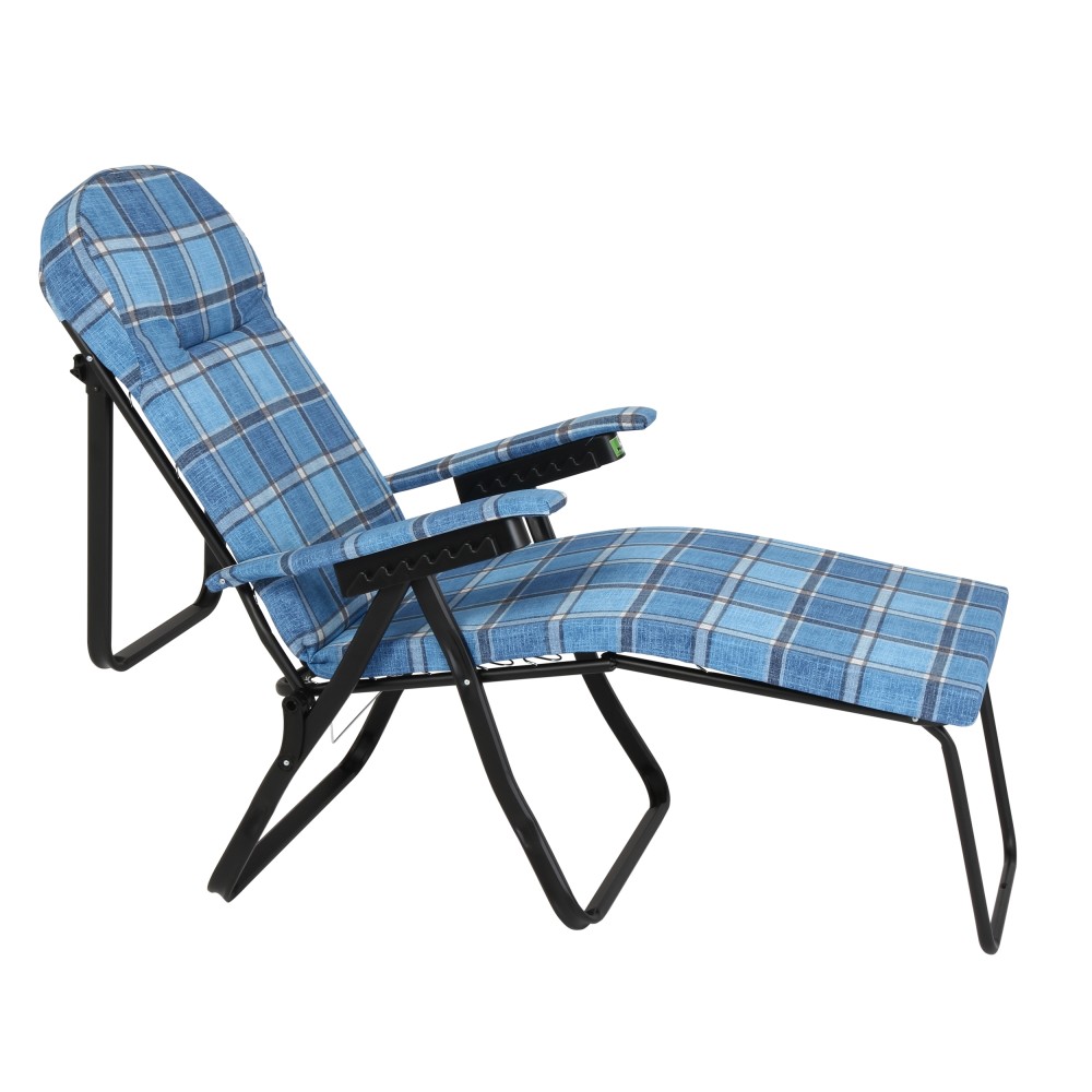 Πολυθρόνα 7 θέσεων Μαύρου Σκελετού Μπλε Καρό Μαξιλάρι Escape 15532