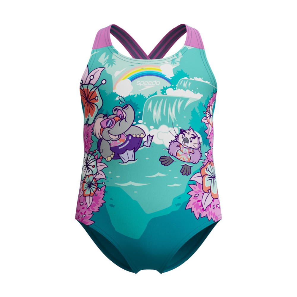 Παιδικό Μαγιό Ολόσωμο SPEEDO Infant Girls' Learn to Swim Printed Crossback Swimsuit 8-0031421-8254