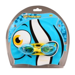 Σκουφάκι και Γυαλάκια κολύμβησης junior γαλάζιο 88DU BWZ