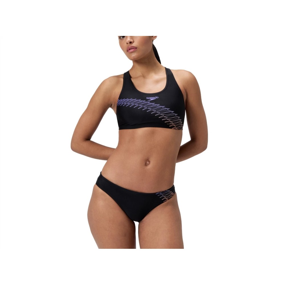 Γυναικείο μαγιό κολυμβητηρίου SPEEDO WOMENS 2 PIECE BIKINI SWIMSUIT.PLACEMENT BLACK SPORT SWIMMING COSTUME 0035461-8692