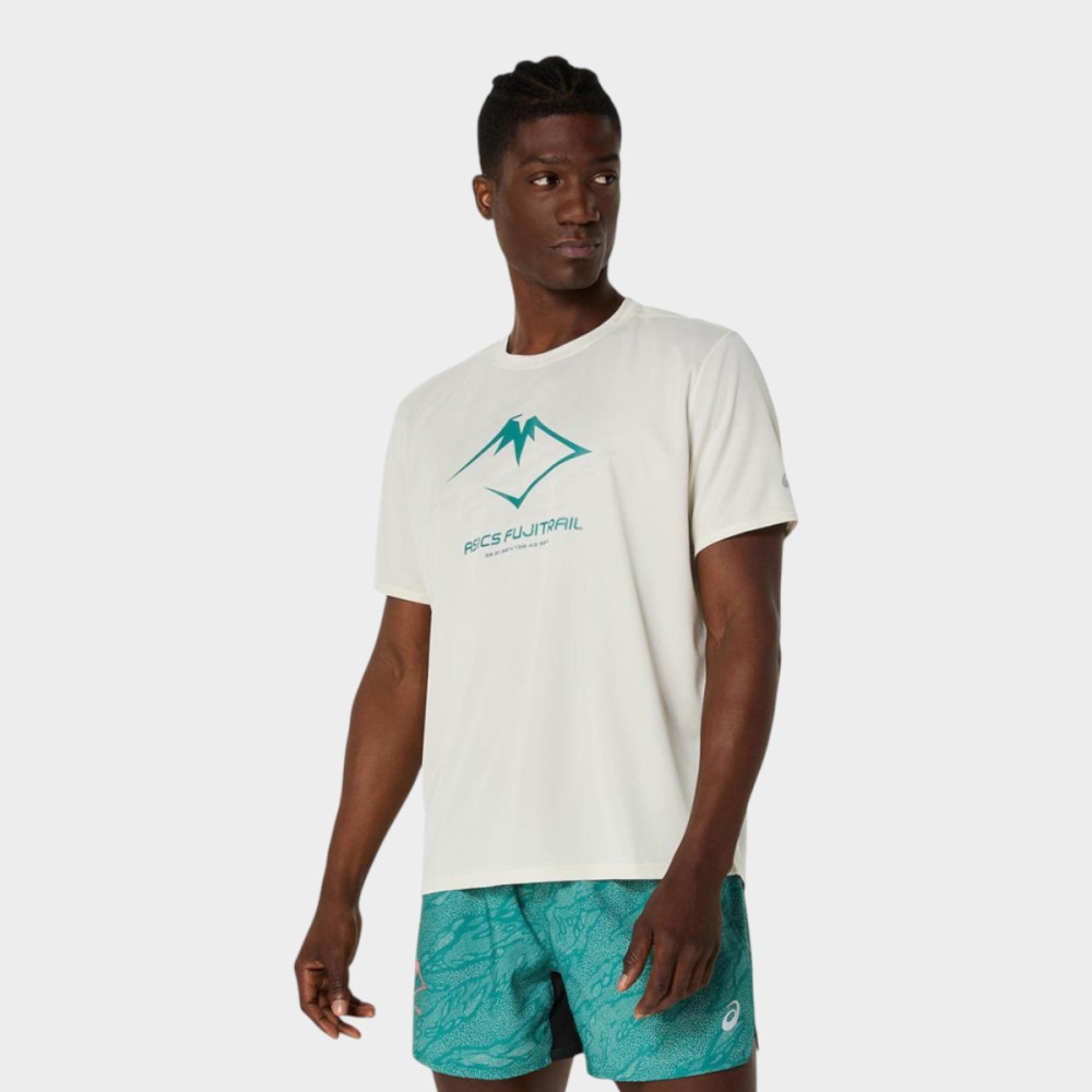 Ανδρικό T-Shirt Asics Fujitrail Logo Top 2011C981-201 Birch/White Sage