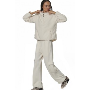 Γυναικείο Φούτερ Body Action Women's Oversize Boucle Fleece Half Zip 061529-01 (Pristine Ecru)