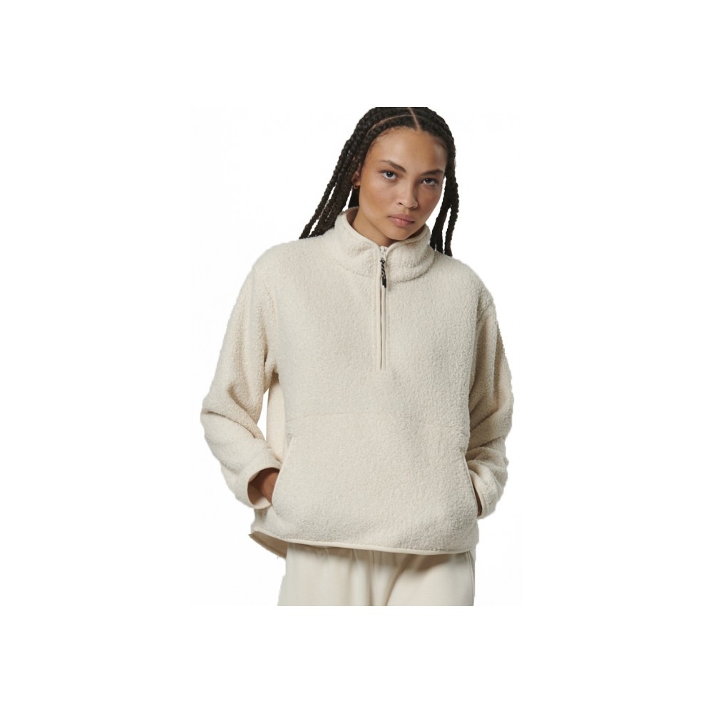 Γυναικείο Φούτερ Body Action Women's Oversize Boucle Fleece Half Zip 061529-01 (Pristine Ecru)