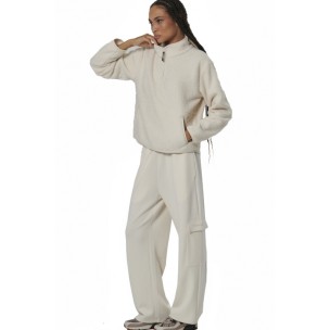 Γυναικείο Φούτερ Body Action Women's Oversize Boucle Fleece Half Zip 061529-01 (Pristine Ecru)