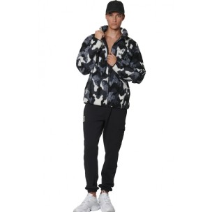 Ανδρική Ζακέτα Body Action Men's Printed Sherpa Fleece Jacket 073529-01 (Camo Black Grey)