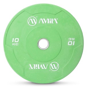 Δίσκος Color Bumper Plate Slim 50 mm 10 kg (Πράσινο) Amila 84847