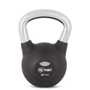 Kettlebell Rubber Cover Cr Handle 16 kg Μαύρο Amila 44498