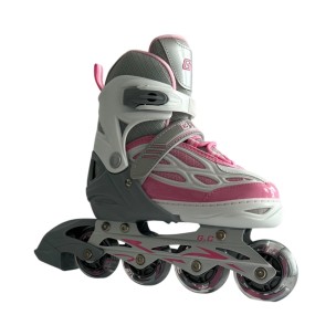 Αυξομειούμενα Πατίνια Roller G&C BW 188 Γκρί/Ρόζ με Led Τροχούς (Size 39-42)