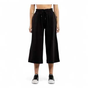Γυναικείο Παντελόνι Φόρμας BeNation Terry Cropped Wide Leg Pant 02112501-01 (Black)