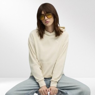 Γυναικείο Φούτερ Βελουτέ Puma Ess Elevated Comfort Velour Rib Hoodie 688107-87 Alpine Snow