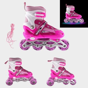 Αυξομειούμενα Πατίνια Roller G&C SK2 Σέτ 3 σε 1 Ρόζ Led (Size 38-42)