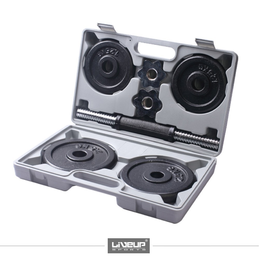 Βαλιτσάκι με σετ αλτήρα και βάρη 10kg LiveUp (LS 2326Β)