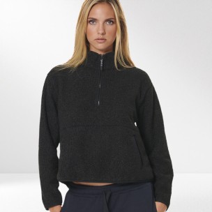 Γυναικείο Φούτερ Body Action Women's Oversize Boucle Fleece Half Zip 061529-01 (Black)