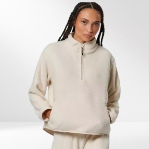 Γυναικείο Φούτερ Body Action Women's Oversize Boucle Fleece Half Zip 061529-01 (Pristine Ecru)