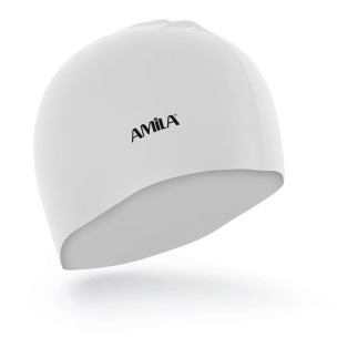 Σκουφάκι Κολύμβησης Amila Medium Hair HQ Λευκό 47027