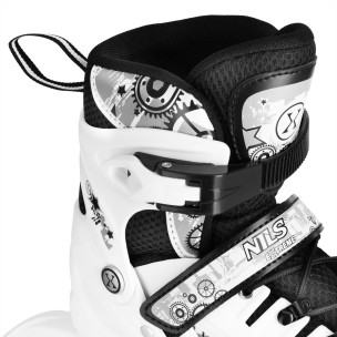 Αυξομειούμενα Πατίνια Roller NH10905 4 σε 1 Inline Skates Άσπρο Rainbow με Led Τροχούς Small (Size 31-34)