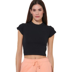 Γυναικείο T-Shirt Body Action Women's Cropped Stretch Jersey T-Shirt 051625-01 (Black)