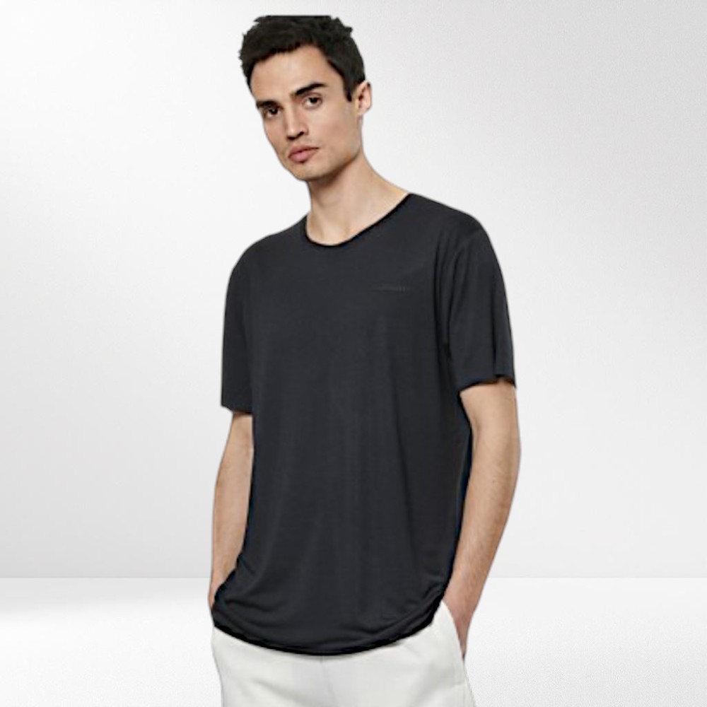 Ανδρικό Modal T-Shirt Body Action Men's Modal Blend Raw Cut T-Shirt 053527-01 (Black)