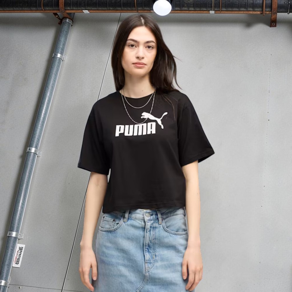 Γυναικεία κοντομάνικη μπλούζα Puma Women's Essentials Cropped No1 Logo Relaxed Tee 684972-01