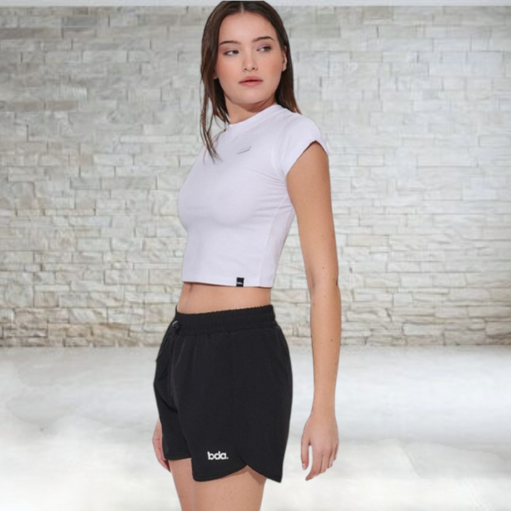 Γυναικείο T-Shirt Body Action Women's Cropped Stretch Jersey T-Shirt 051625-01 (White)
