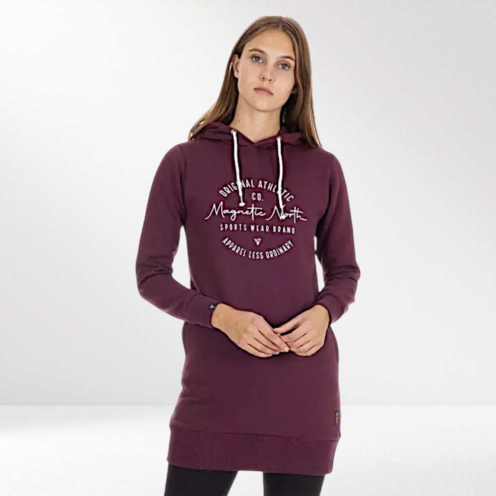 WOMEN SWEAT DRESS 20065-BORDEAUX
