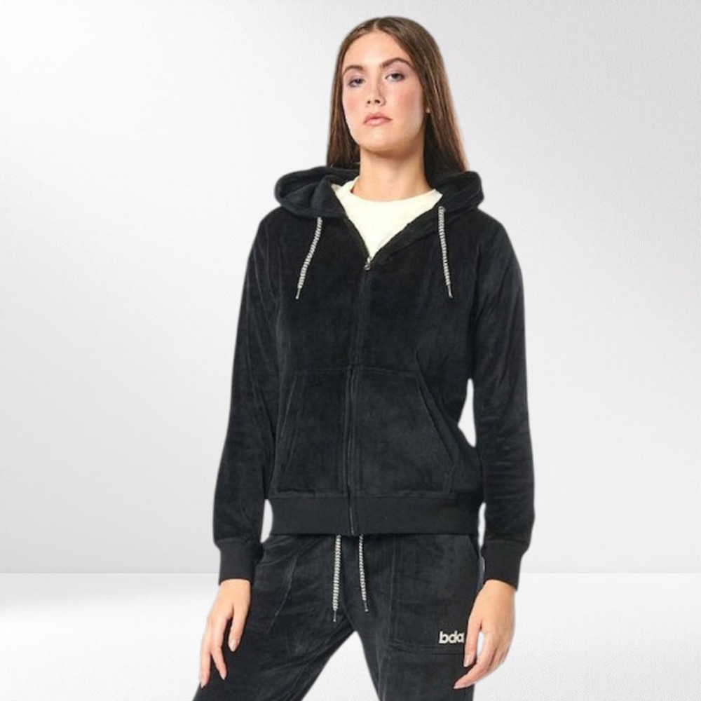 Γυναικεία Ζακέτα με Κουκούλα Body Action Women Velour Hoodie Jacket 071222-01 Black