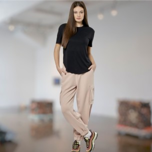 Γυναικείο Παντελόνι Body Action Women's Modal Cargo Trousers 021530-01 (Rose Dust)
