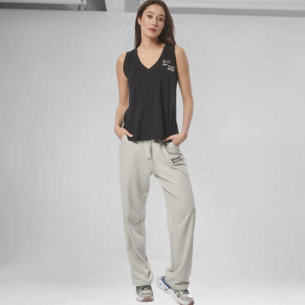 Γυναικείο Παντελόνι Φόρμας Body Action Women's Terry Wide Leg Jazz Pants 021435-03 Quiet Grey