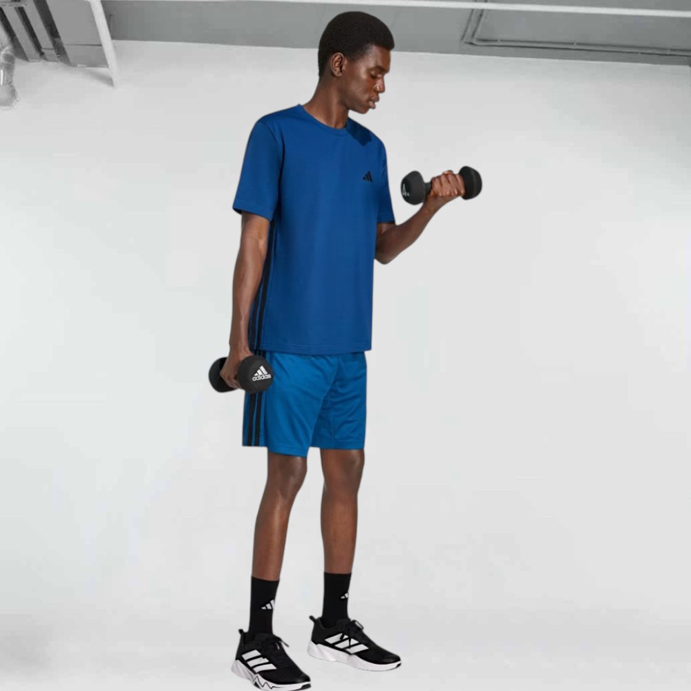 Ανδρική Βερμούδα Short Adidas WORKOUT ESSENTIALS BASE 3 KC8155-STRIPES PIQUE SHORT 9INCH
