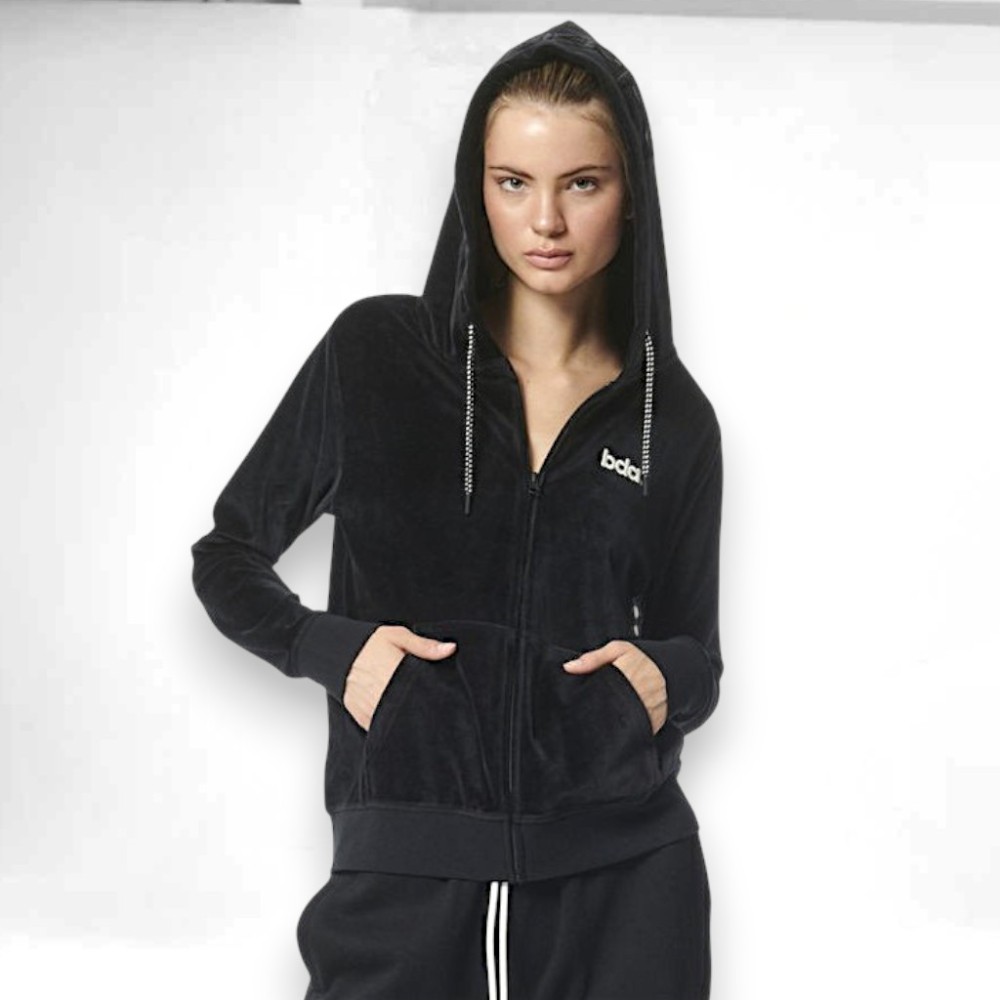Γυναικεία Ζακέτα με Κουκούλα Body Action Women's Velour Hoodie Jacket 071319-01 (Black)