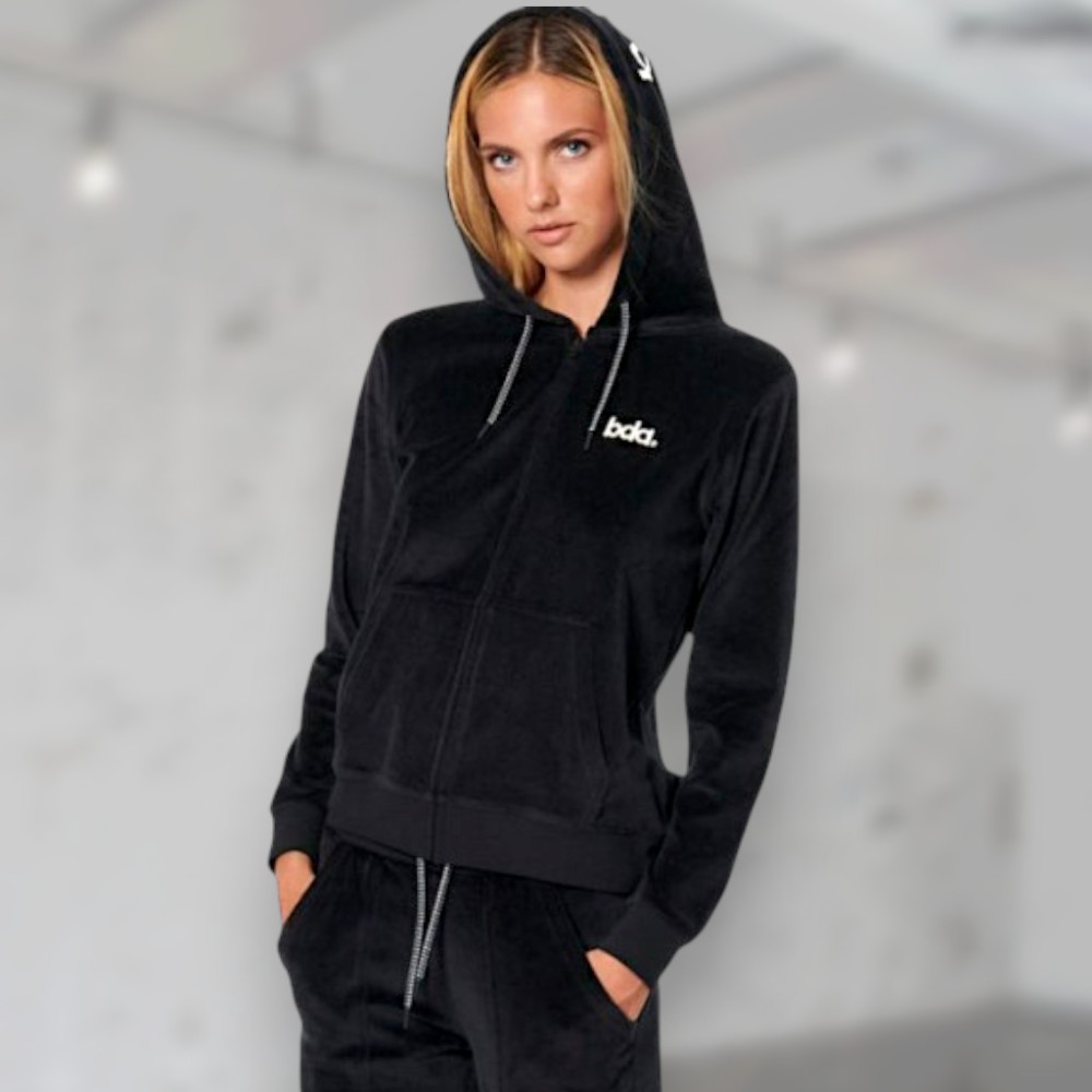 Γυναικεία Βελουτέ Ζακέτα Body Action Women's Velour Hoodie Jacket 071518-01 (Black)