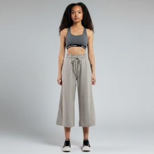 Γυναικείο Παντελόνι Φόρμας BeNation Terry Cropped Wide Leg Pant 02112501-3A (L.Grey)