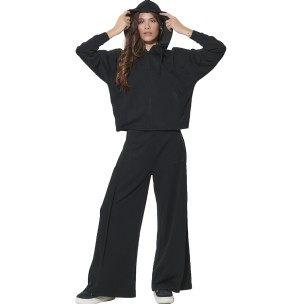 Γυναικείο Modal Παντελόνι Φόρμας Body Action Women's Modal Wide Leg Trousers 021634-01 (Black)