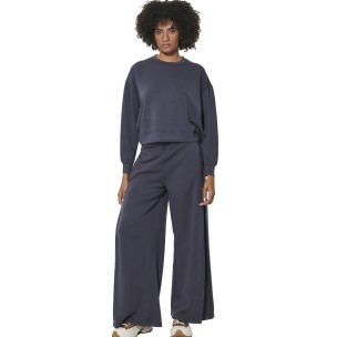 Γυναικείο Modal Παντελόνι Φόρμας Body Action Women's Modal Wide Leg Trousers 021634-01 (Ebony Blue)