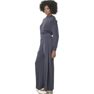 Γυναικείο Modal Παντελόνι Φόρμας Body Action Women's Modal Wide Leg Trousers 021634-01 (Ebony Blue)