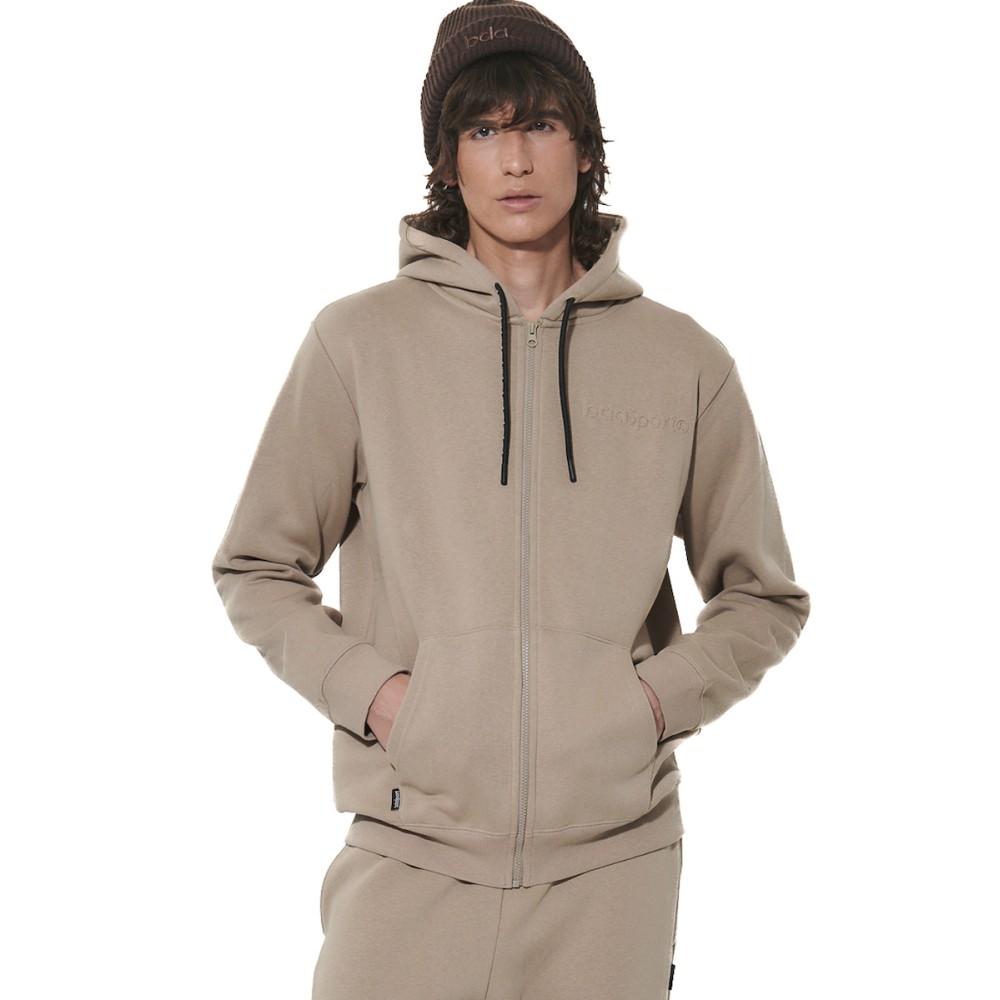 Ανδρική Ζακέτα με Κουκούλα Body Action Men's Zip Through Fleece Hoodie 073632-01 (Teak Beige)