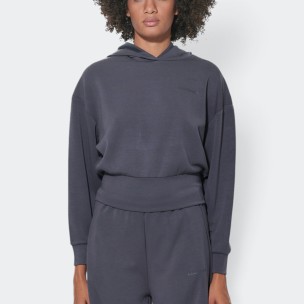 Γυναικείο Crop Modal Φούτερ με Κουκούλα Body Action Women's Modal Crop Hoodie Sweatshirt 061622-01 (Ebony Blue)