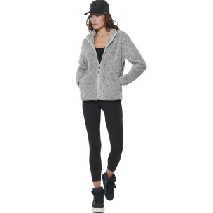 Γυναικεία Sherpa Ζακέτα Body Action Women's Fluffy Fleece Jacket 071624-01 (Heather Grey)