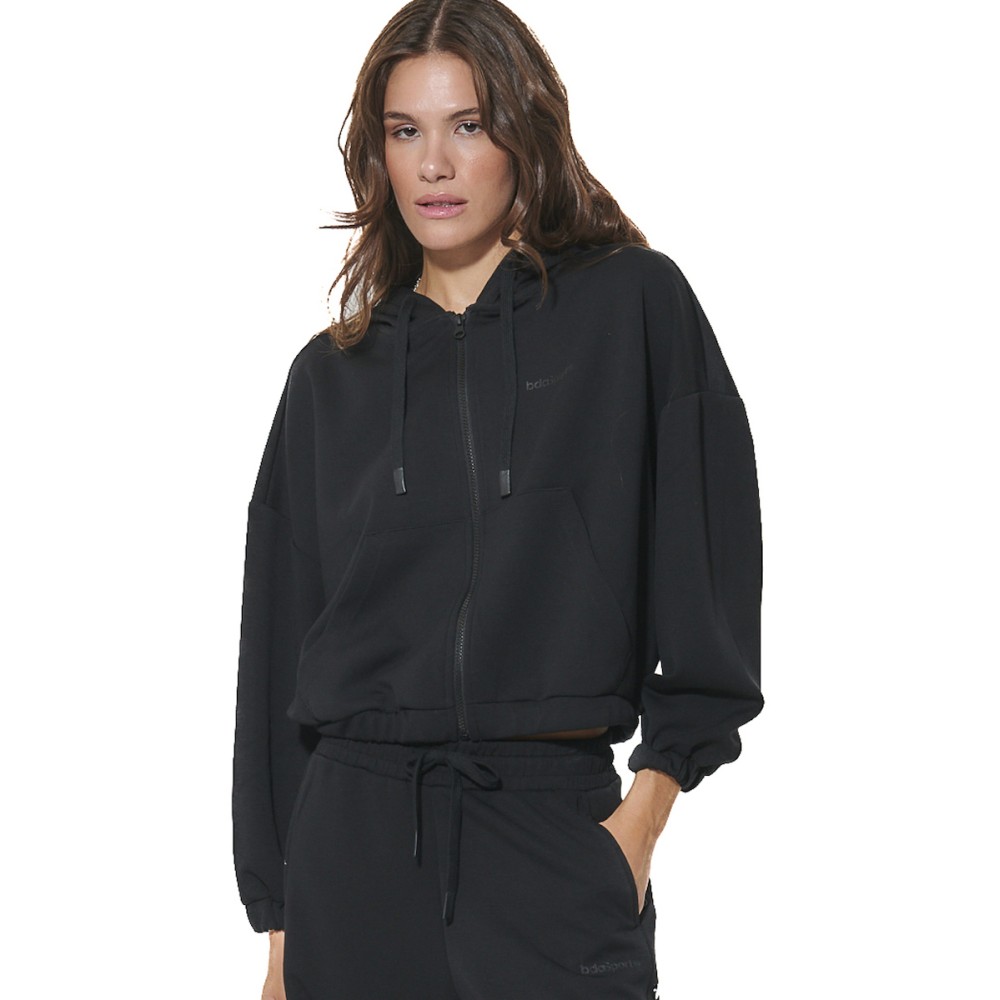 Γυναικεία Modal Ζακέτα με Κουκούλα Body Action Women's Modal Crop Jacket 071632-01 (Black)