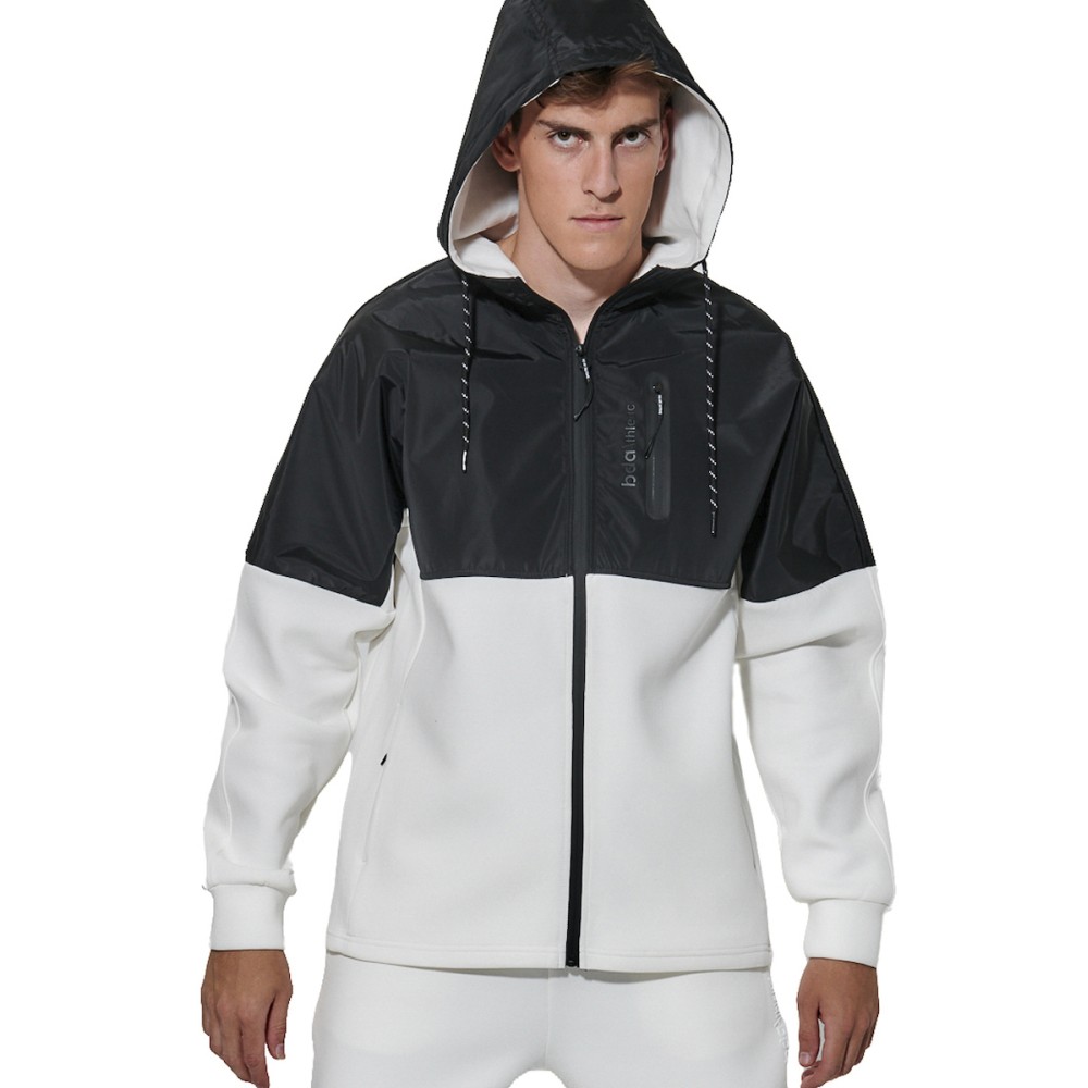 Ανδρικό Μπουφάν Body Action Men's Two Tone Scuba Track Jacket 073627-01 (White Off/Black)
