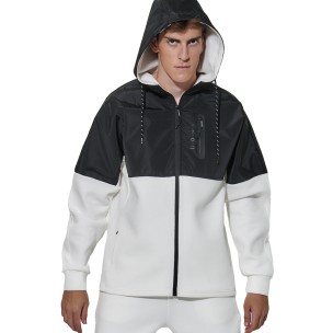 Ανδρικό Μπουφάν Body Action Men's Two Tone Scuba Track Jacket 073627-01 (White Off/Black)