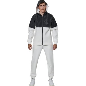 Ανδρικό Μπουφάν Body Action Men's Two Tone Scuba Track Jacket 073627-01 (White Off/Black)